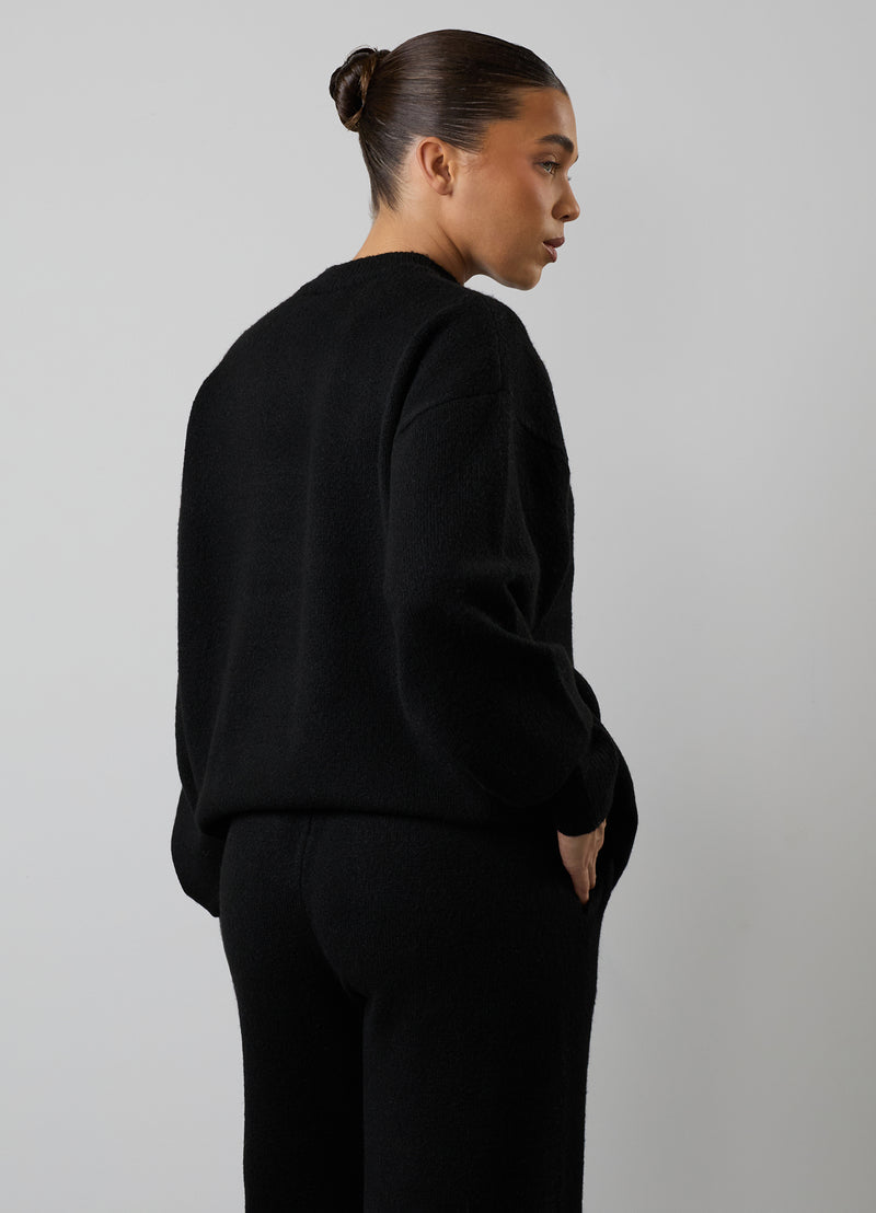 Gym King Restore Knitted Crew - Black