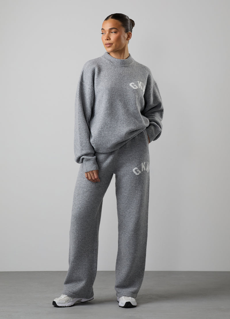 Gym King Restore Knitted Crew Tracksuit - Grey Marl