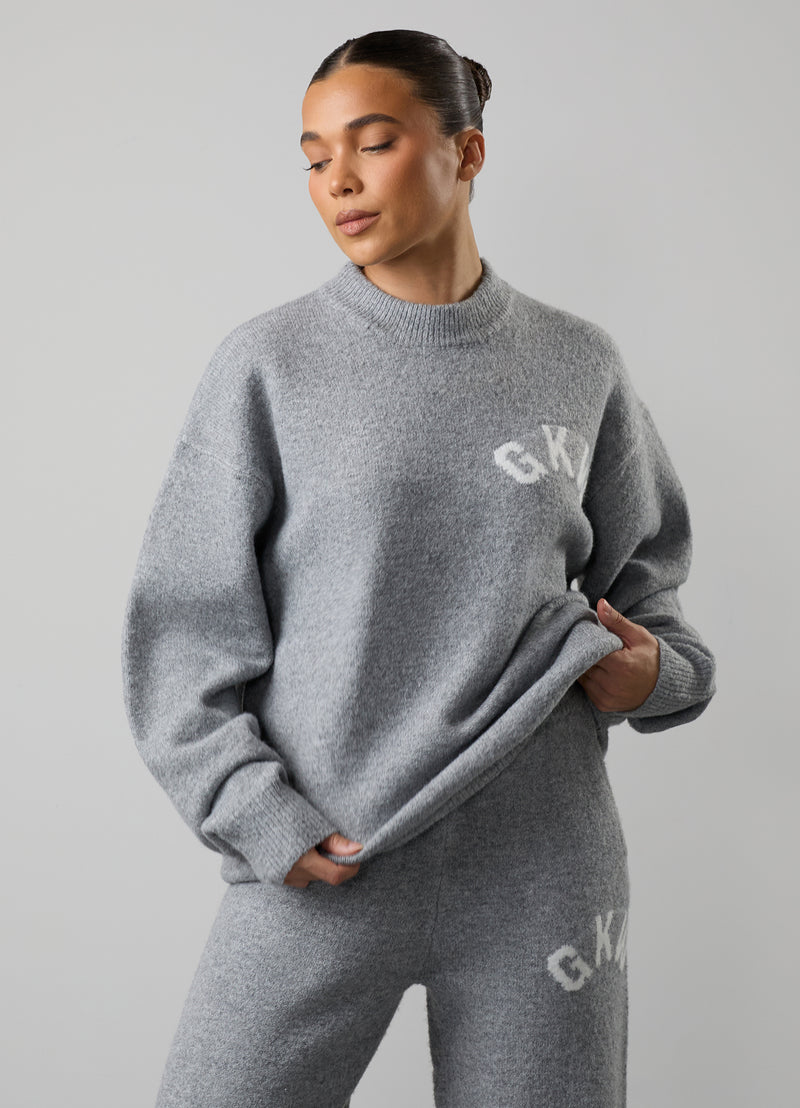 Gym King Restore Knitted Crew - Grey Marl