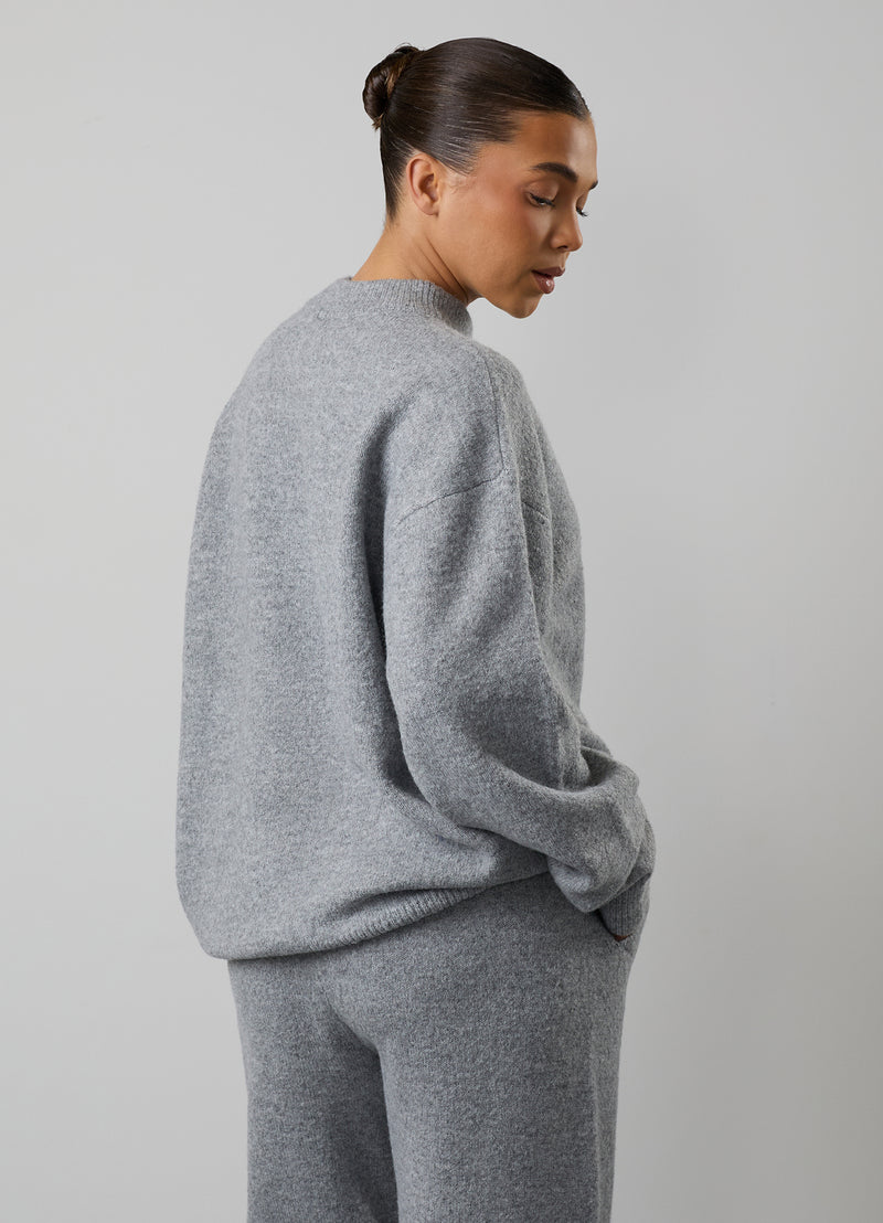 Gym King Restore Knitted Crew Tracksuit - Grey Marl