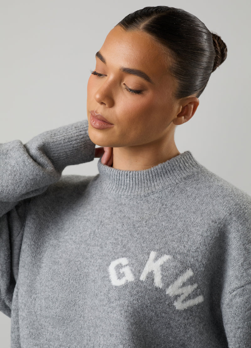 Gym King Restore Knitted Crew - Grey Marl