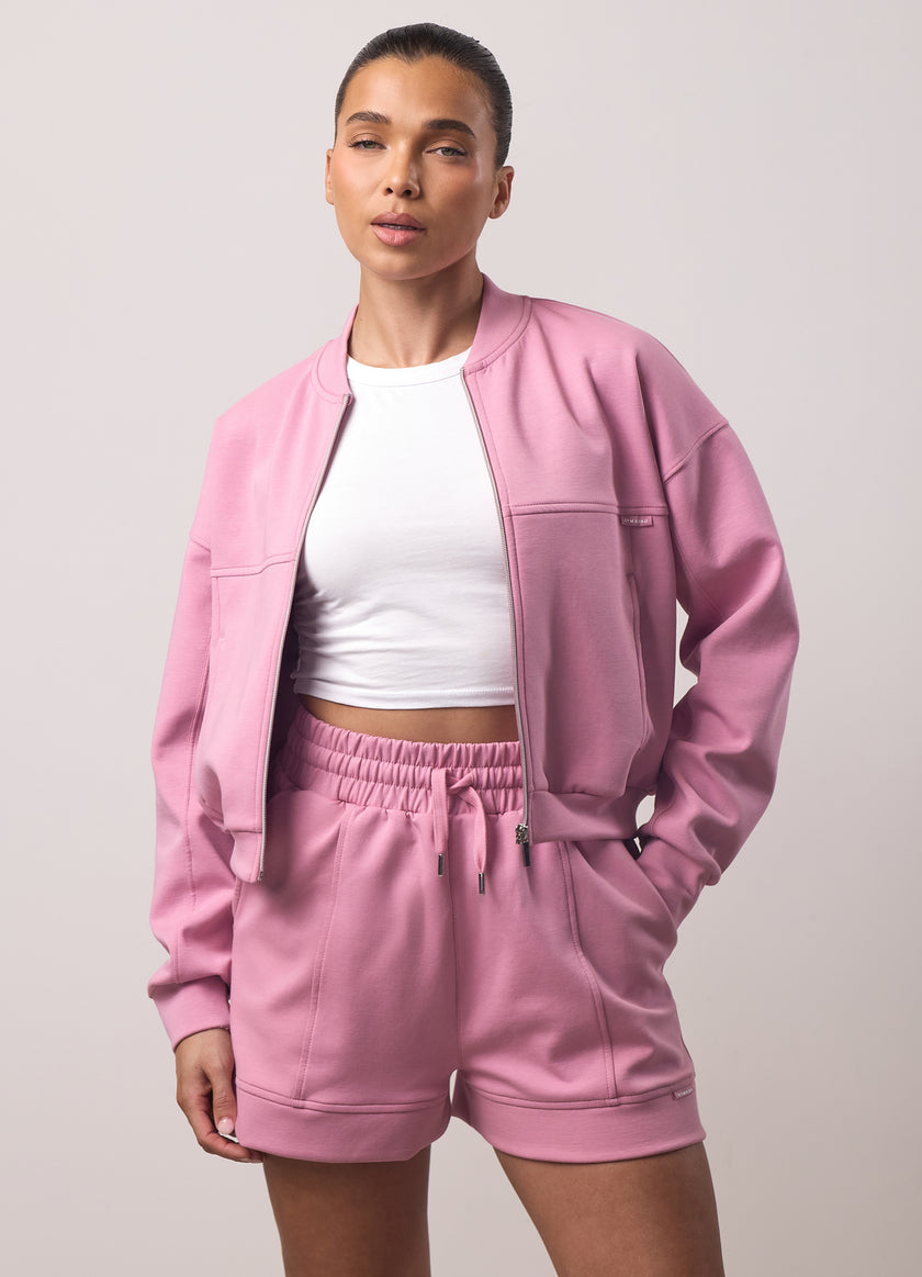 Gym King Retreat Cropped Bomber - Dusky Rose