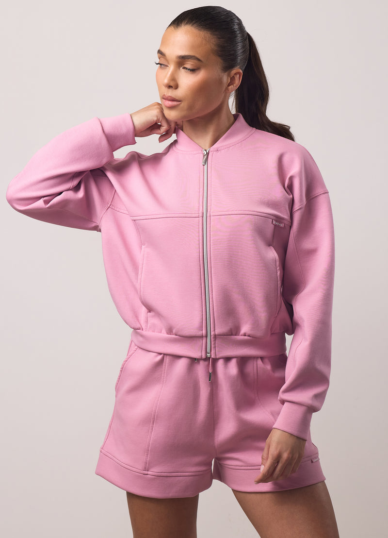 Gym King Retreat Cropped Bomber - Dusky Rose