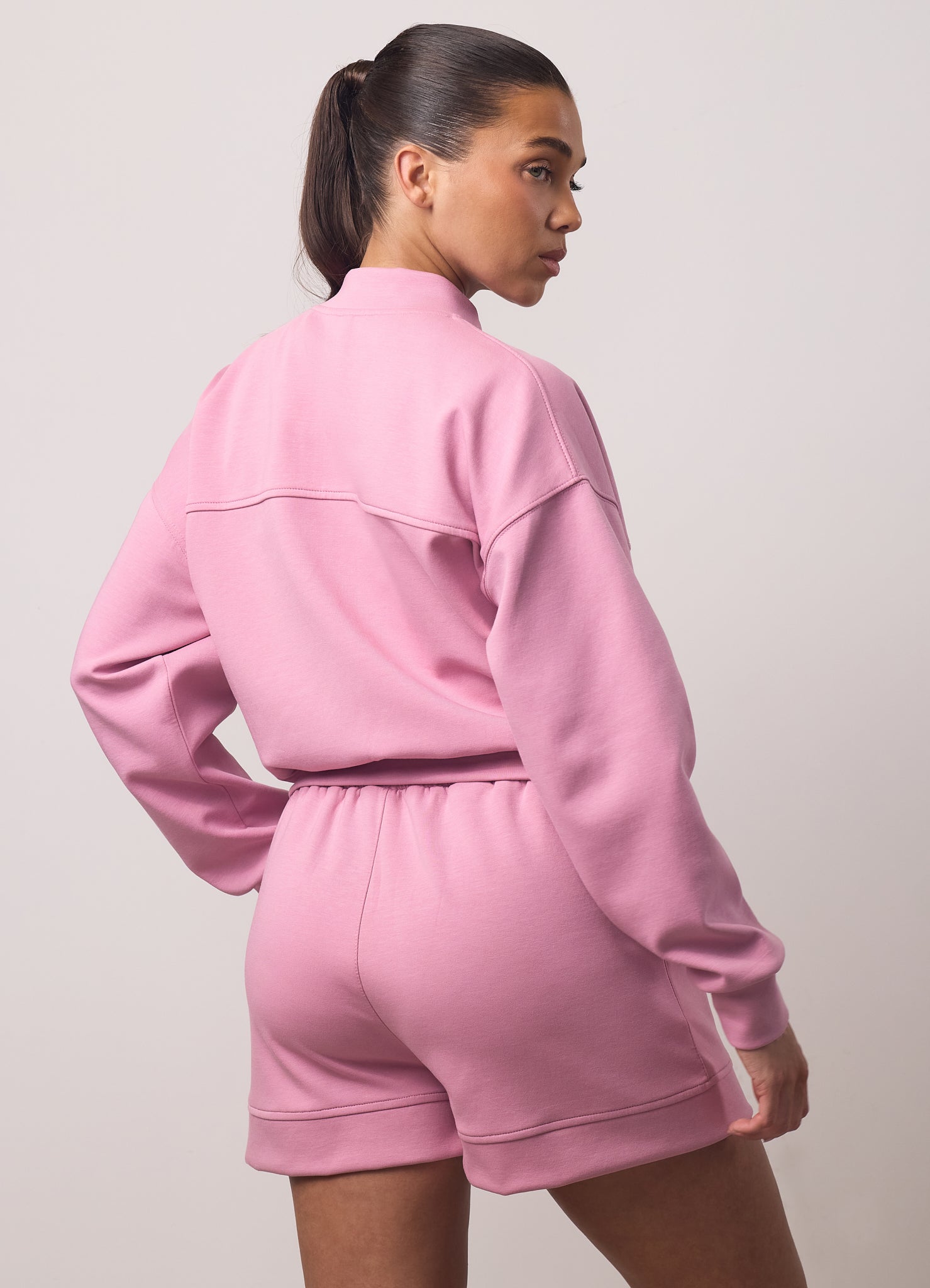 Gym King Retreat Cropped Bomber - Dusky Rose