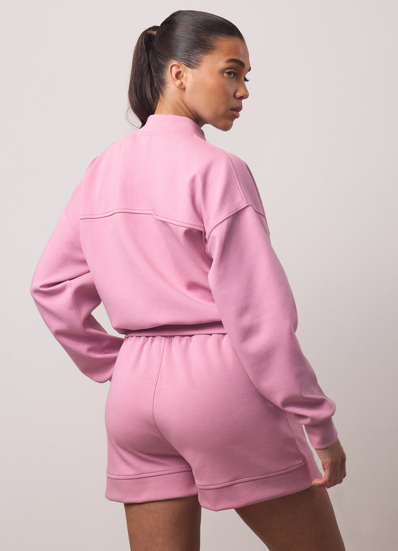 Gym King Retreat Cropped Bomber - Dusky Rose