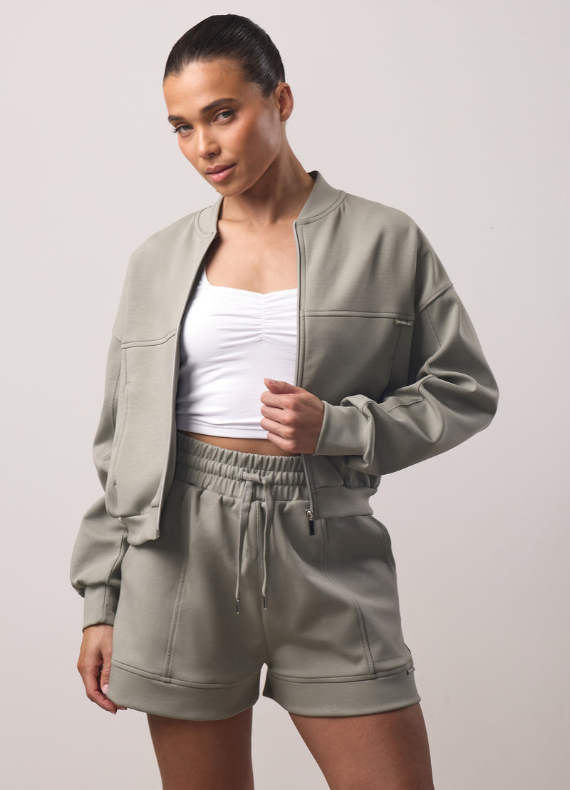 Gym King Retreat Cropped Bomber - Dusky Sage