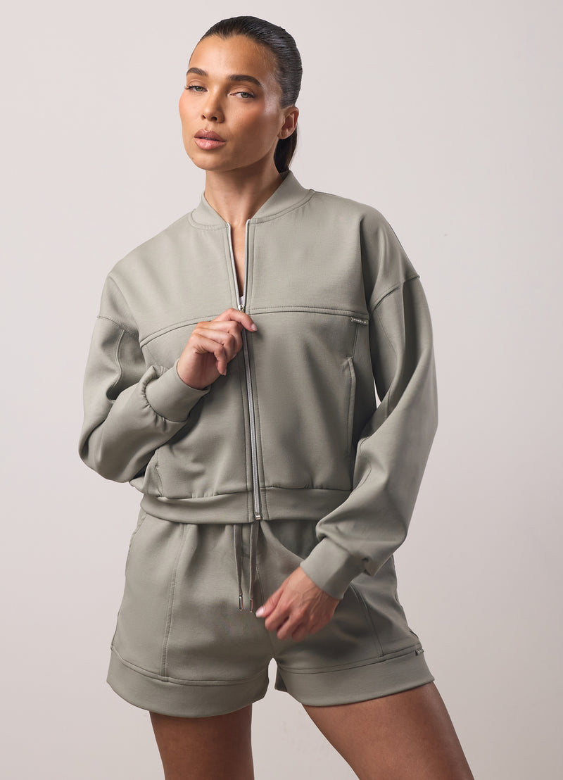 Gym King Retreat Cropped Bomber - Dusky Sage