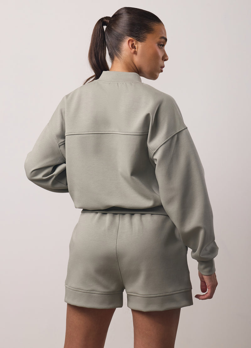 Gym King Retreat Cropped Bomber - Dusky Sage