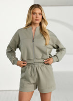 Gym King Retreat Cropped Bomber - Dusky Sage