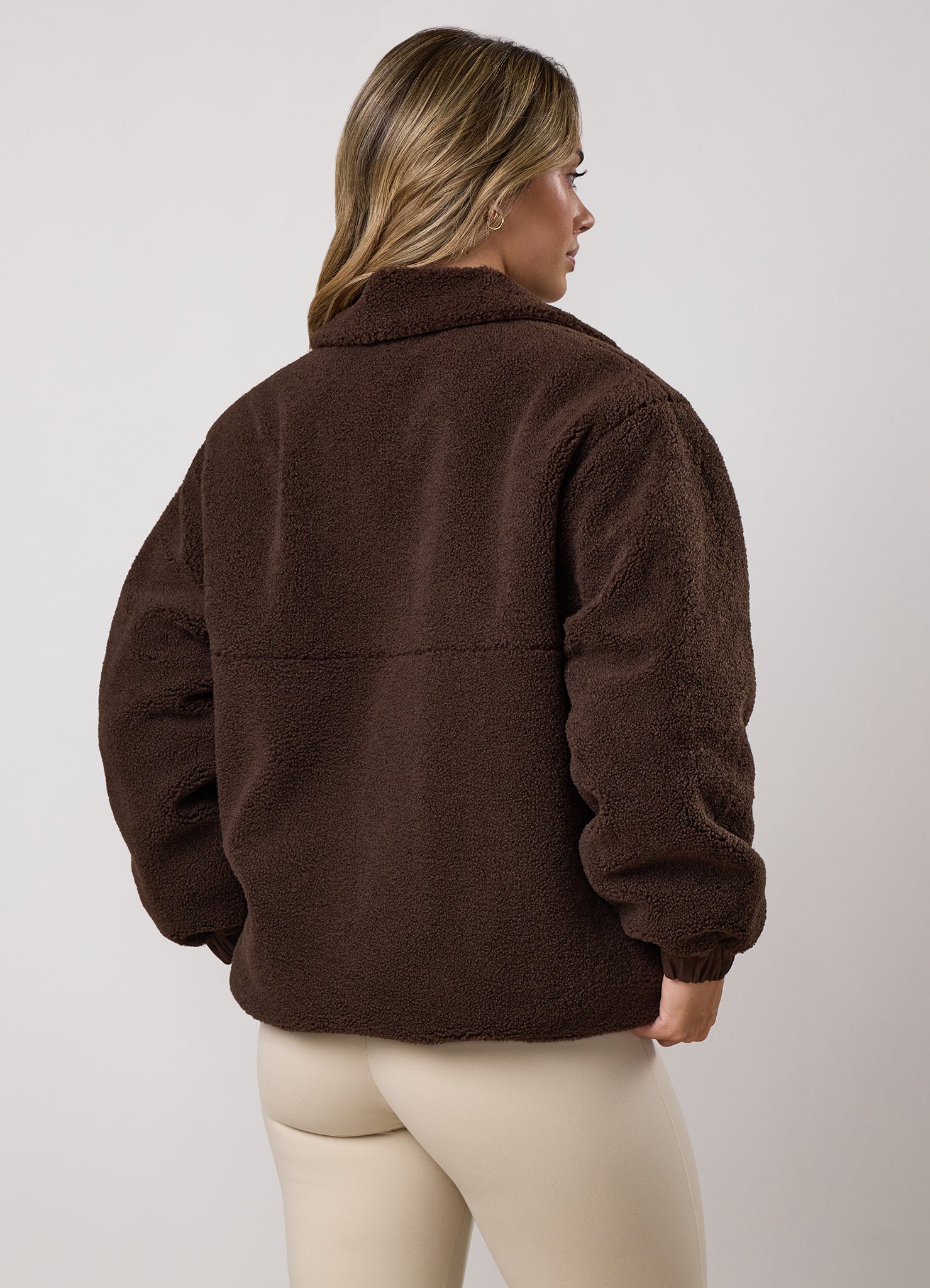 Gym King Reversible Borg Fleece/Twill Jacket - Ganache