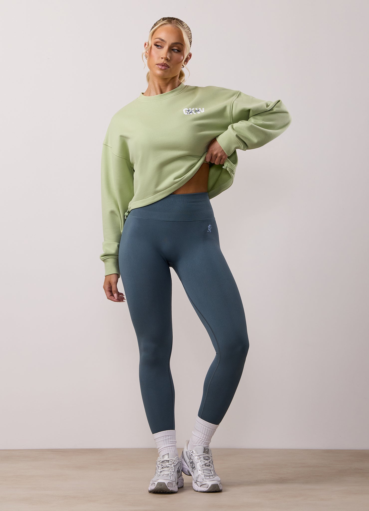 Gym King Revive Peached Crop Sweatshirt - Matcha Green