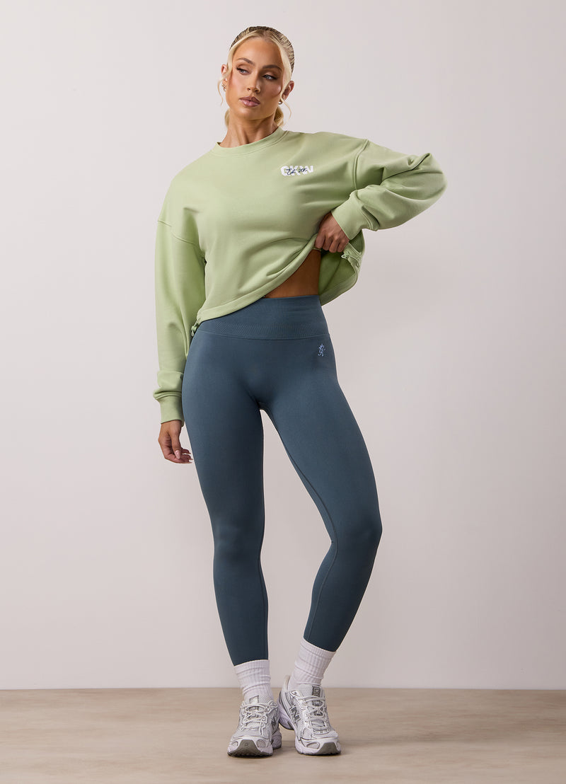 Gym King Revive Peached Crop Sweatshirt - Matcha Green