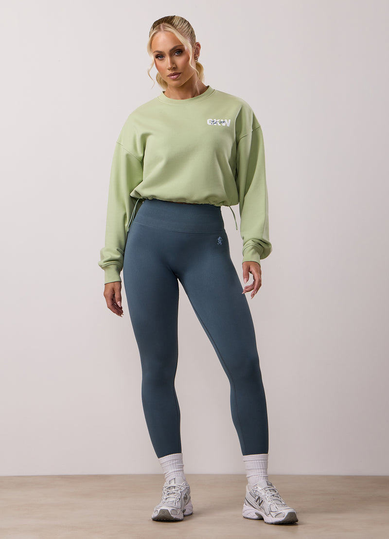 Gym King Revive Peached Crop Sweatshirt - Matcha Green