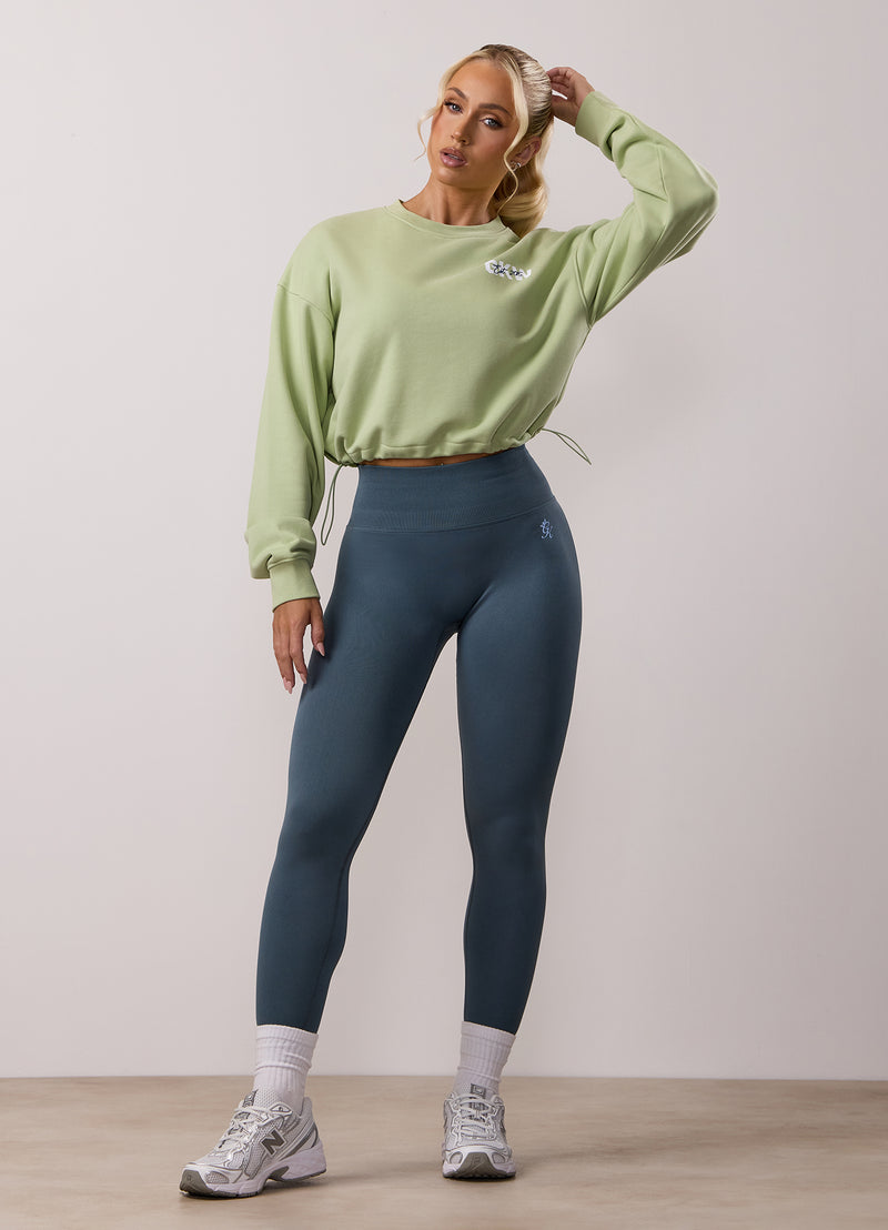 Gym King Revive Peached Crop Sweatshirt - Matcha Green