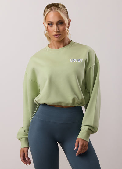 Gym King Revive Peached Crop Sweatshirt - Matcha Green