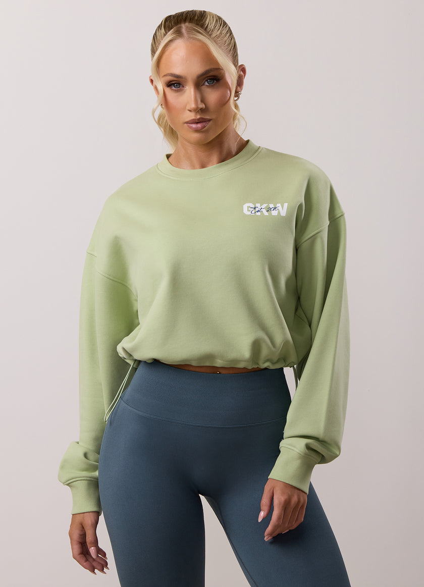 Gym King Revive Peached Crop Sweatshirt - Matcha Green