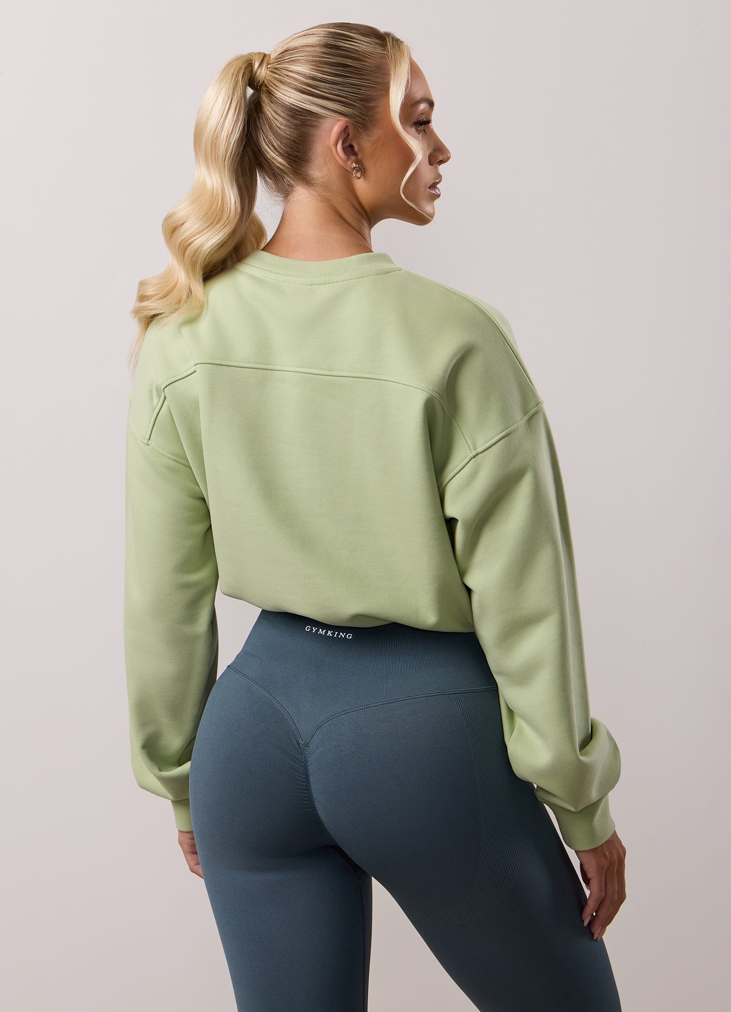 Gym King Revive Peached Crop Sweatshirt - Matcha Green