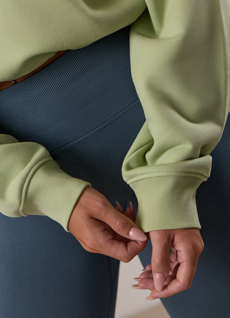 Gym King Revive Peached Crop Sweatshirt - Matcha Green