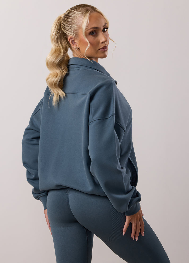 Gym King Revive Peached Full Zip Funnel - Storm Blue