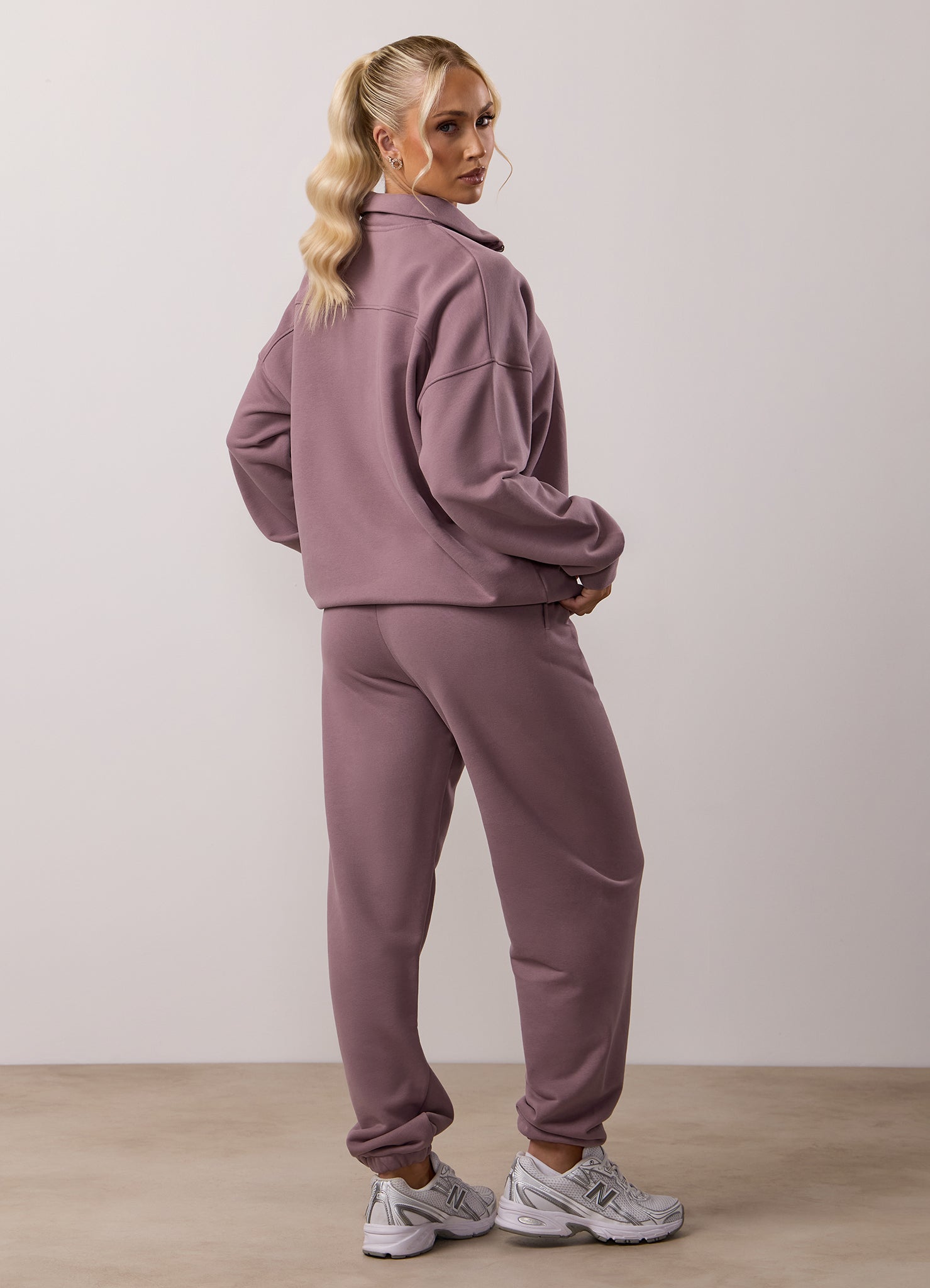 Gym King Revive Peached 1/4 Zip Funnel Tracksuit - Purple Fog