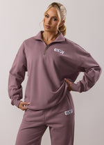 Gym King Revive Peached 1/4 Zip Funnel Tracksuit - Purple Fog