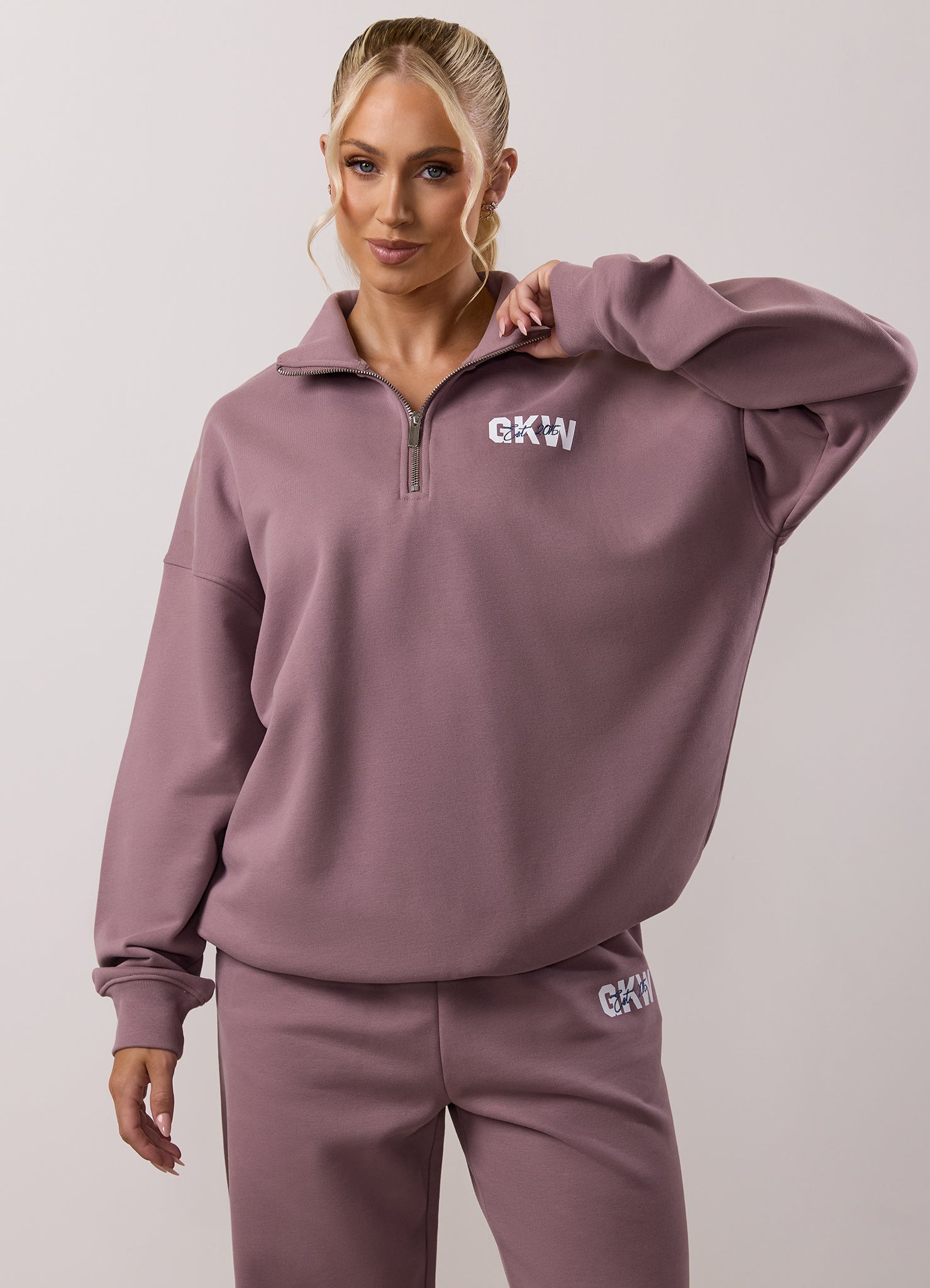 Gym King Revive Peached 1/4 Zip Funnel Tracksuit - Purple Fog