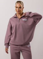 Gym King Revive Peached 1/4 Zip Funnel Tracksuit - Purple Fog