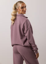 Gym King Revive Peached 1/4 Zip Funnel Tracksuit - Purple Fog