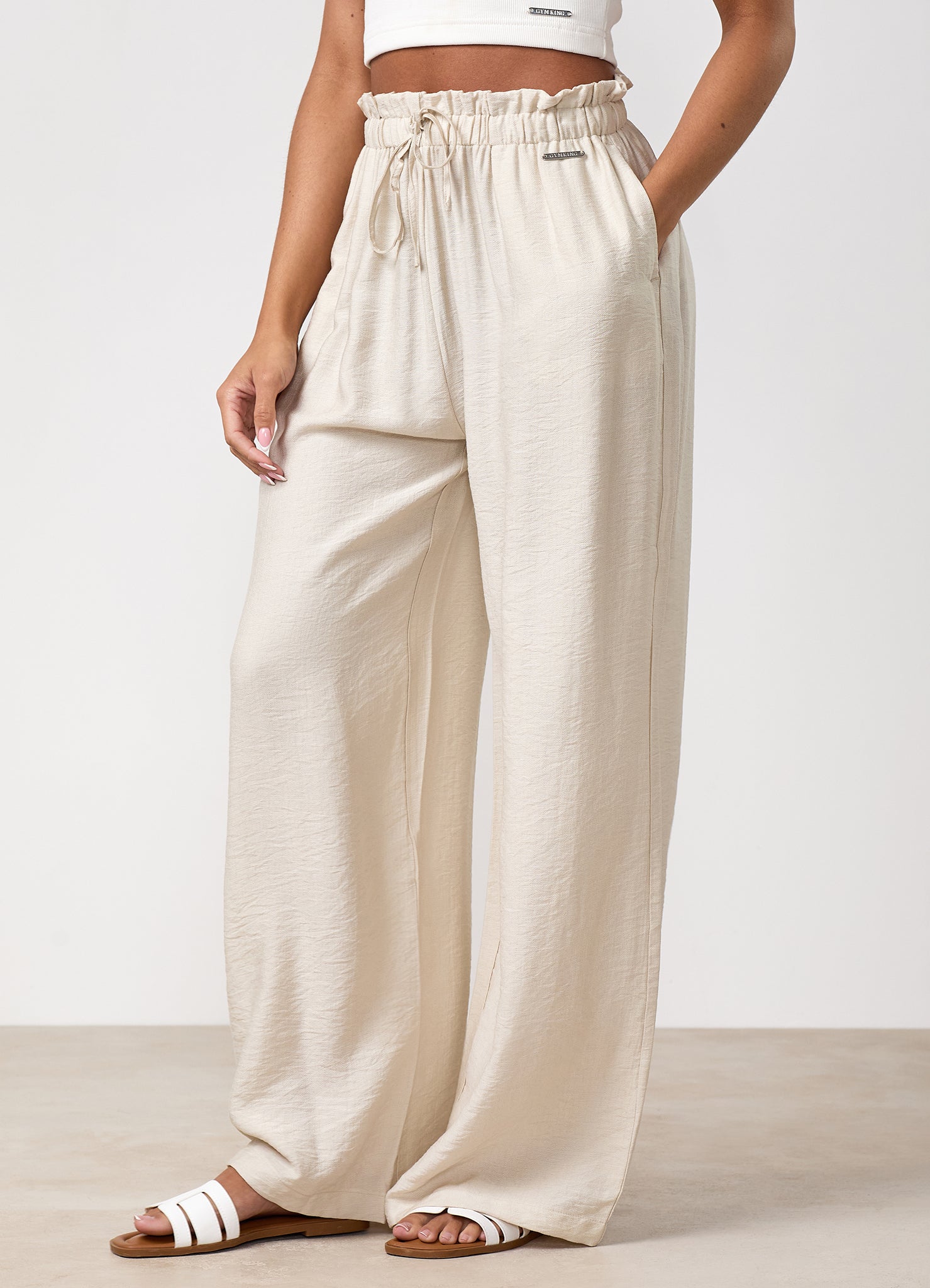 Gym King Signature Woven Paper Bag Trousers - Warm Linen