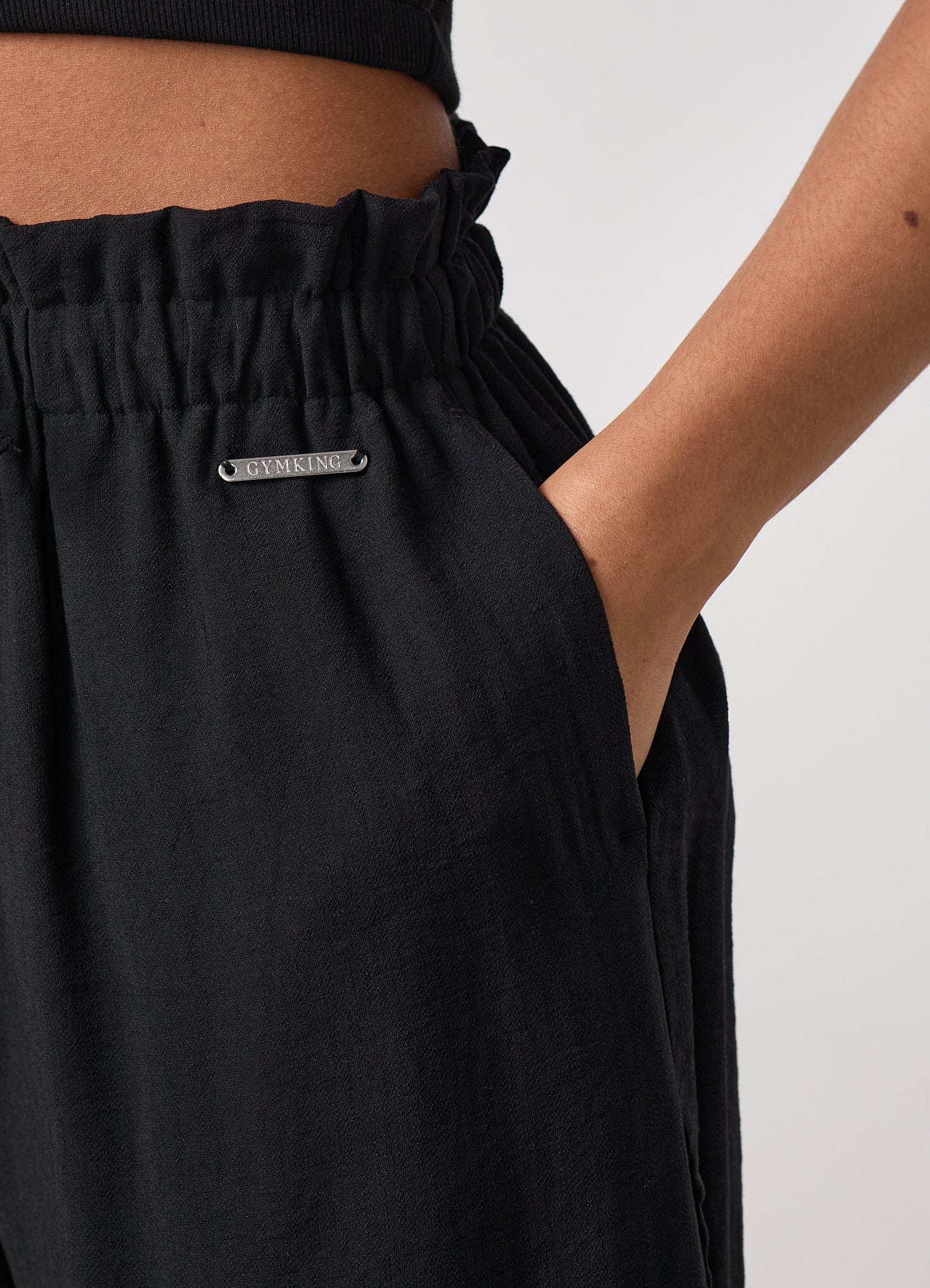 Gym King Signature Woven Paper Bag Trousers - Black