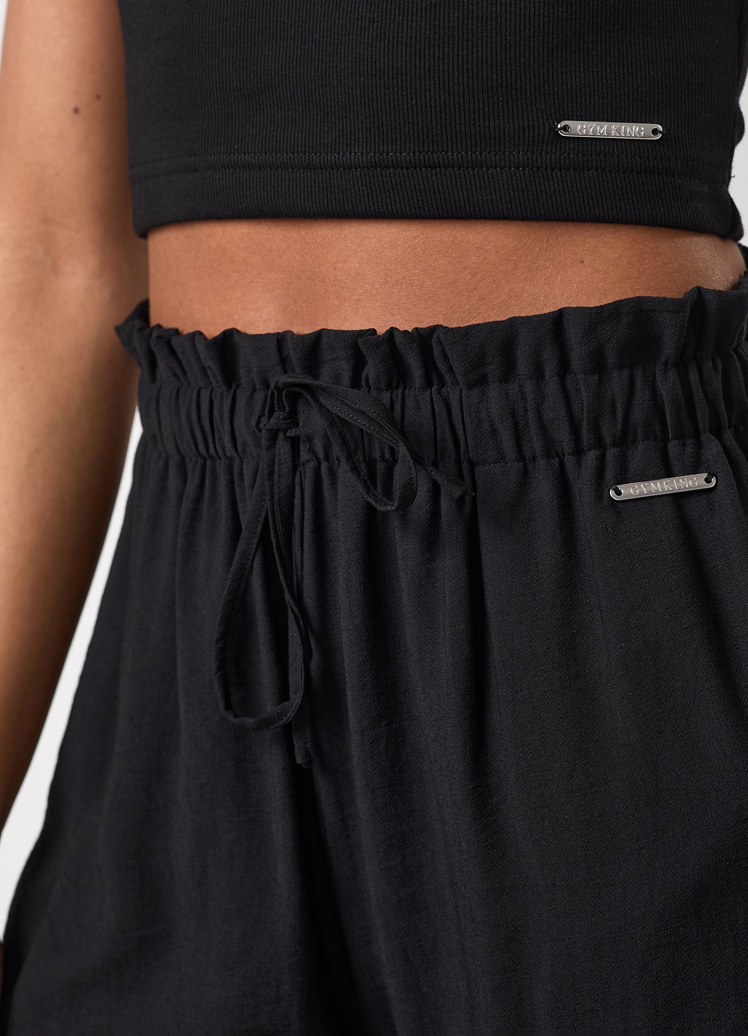 Gym King Signature Woven Paper Bag Trousers - Black