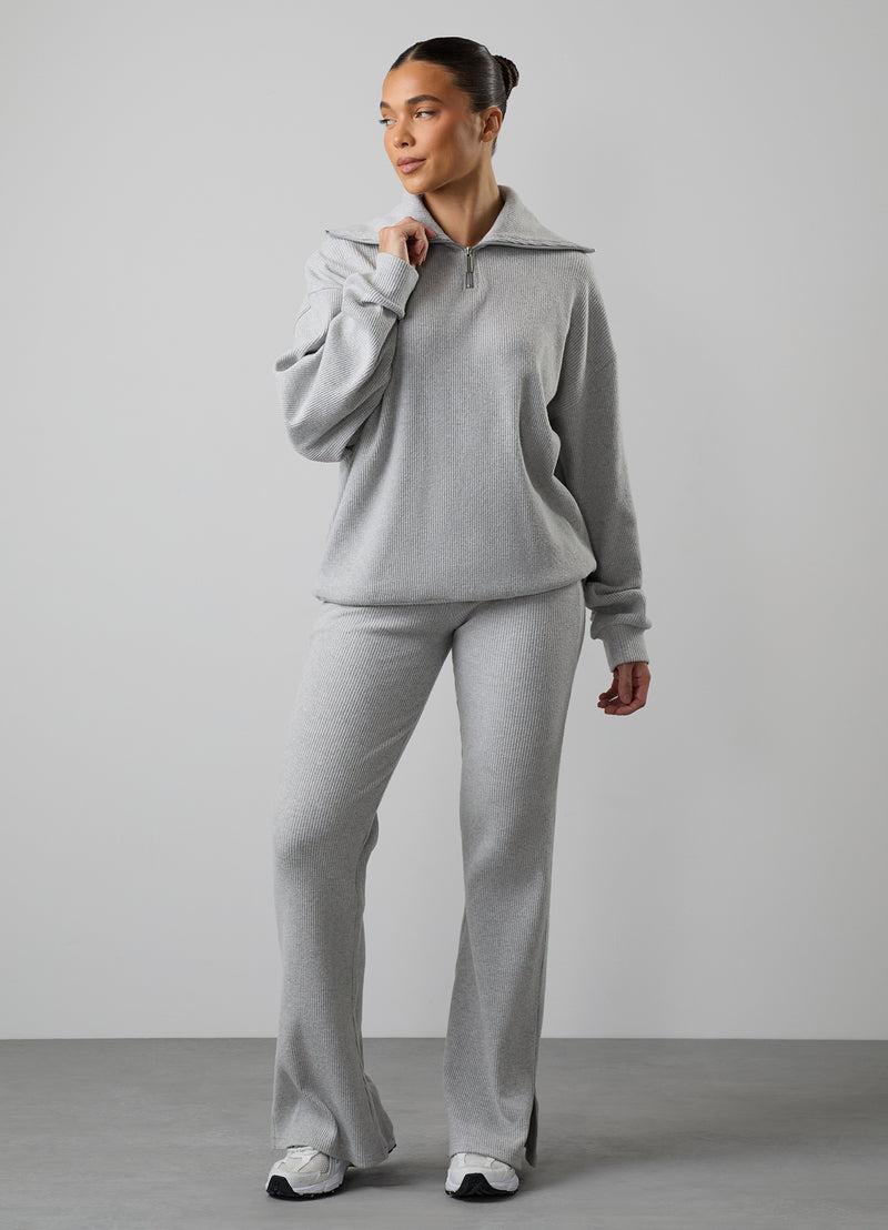 Gym King Serenity High Neck Funnel Tracksuit - Grey Marl