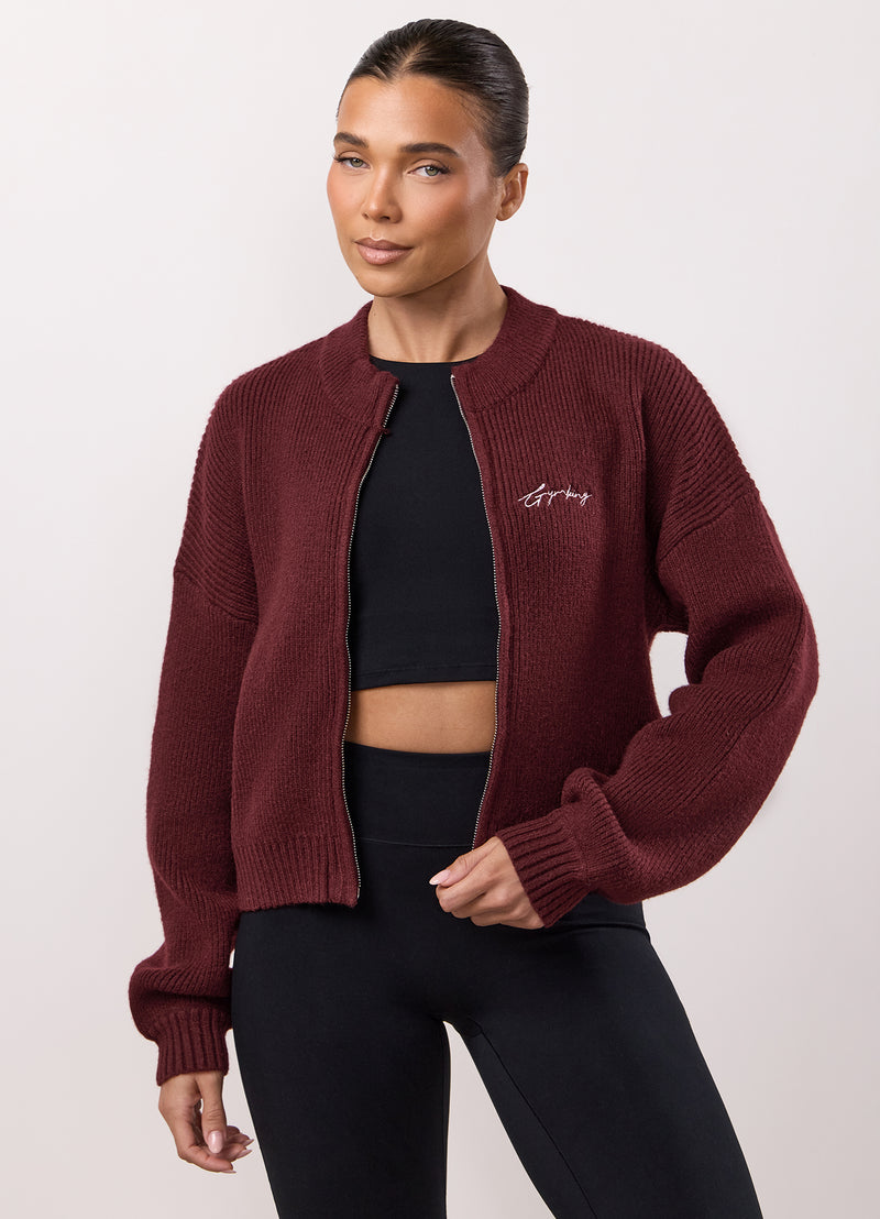 Gym King Rib Knit Full Zip Jacket - Fig