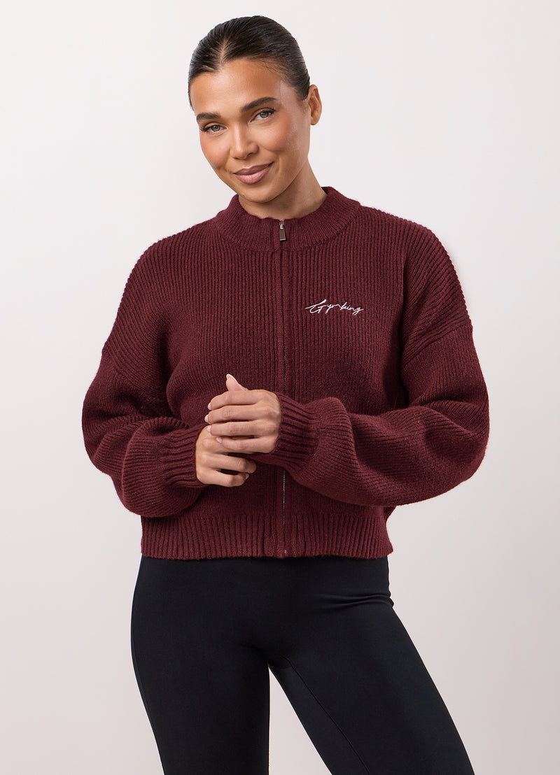 Gym King Rib Knit Full Zip Jacket - Fig