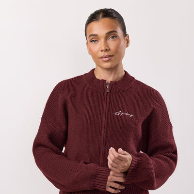 Gym King Rib Knit Full Zip Jacket - Fig