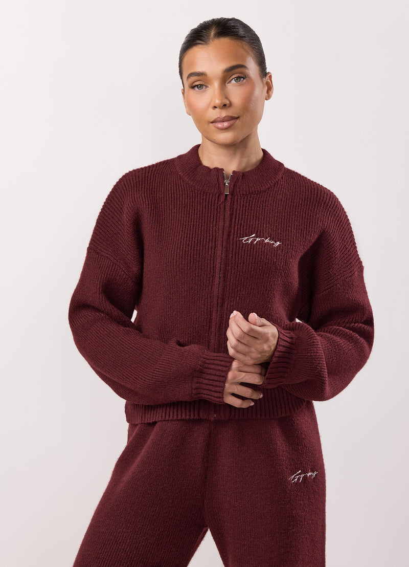 Gym King Rib Knit Full Zip Jacket - Fig
