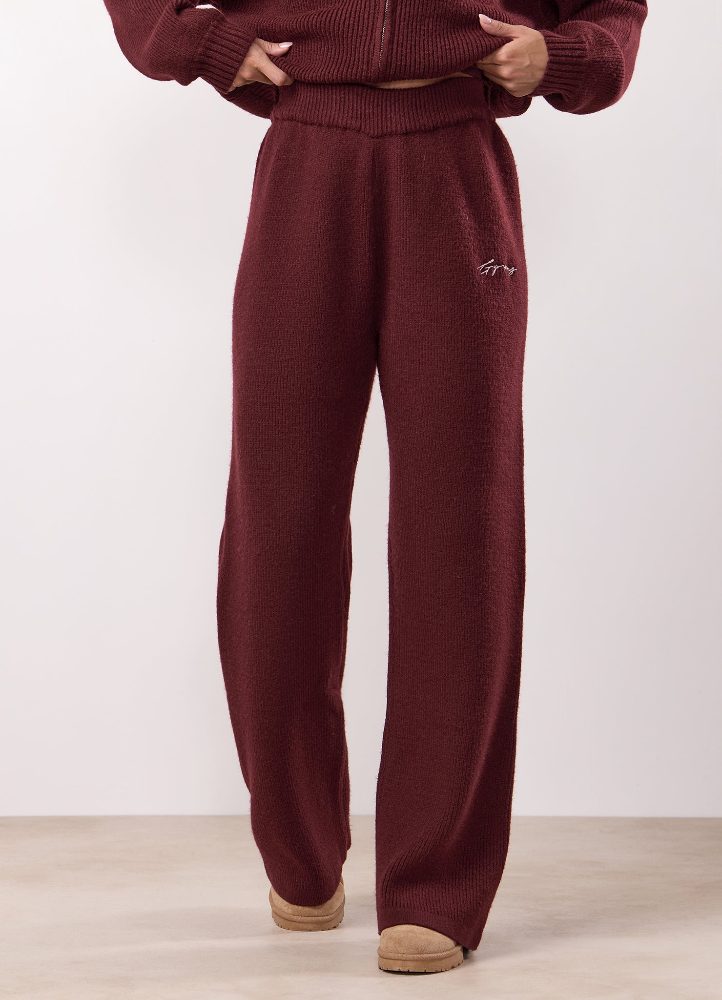 Gym King Rib Knit Full Zip Set - Fig