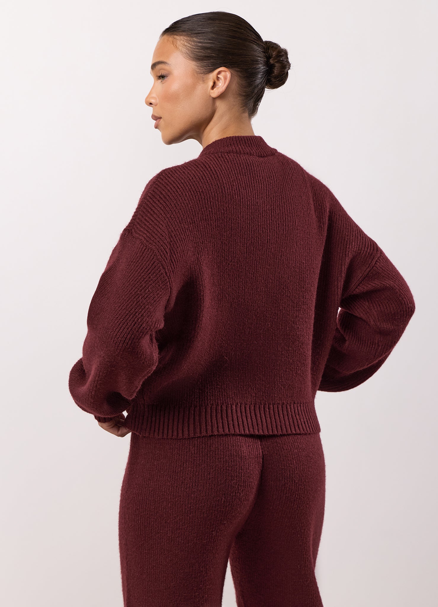 Gym King Rib Knit Full Zip Set - Fig