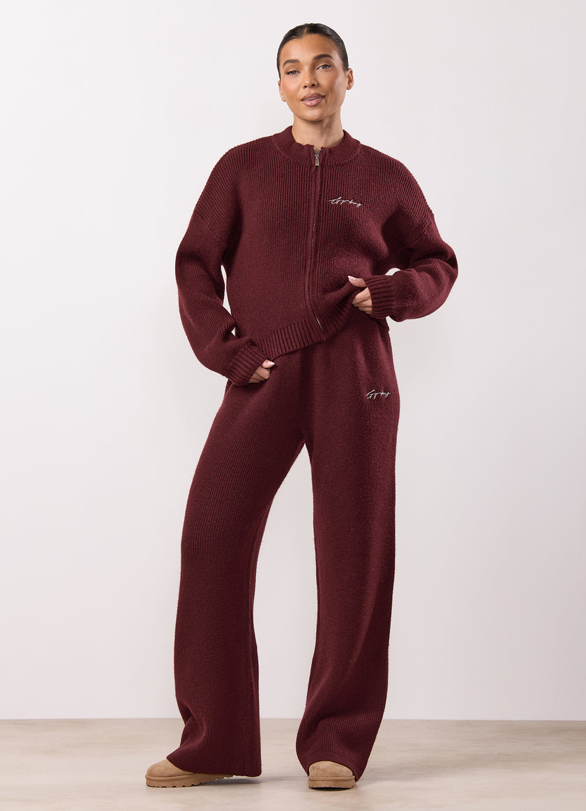 Gym King Rib Knit Full Zip Set - Fig