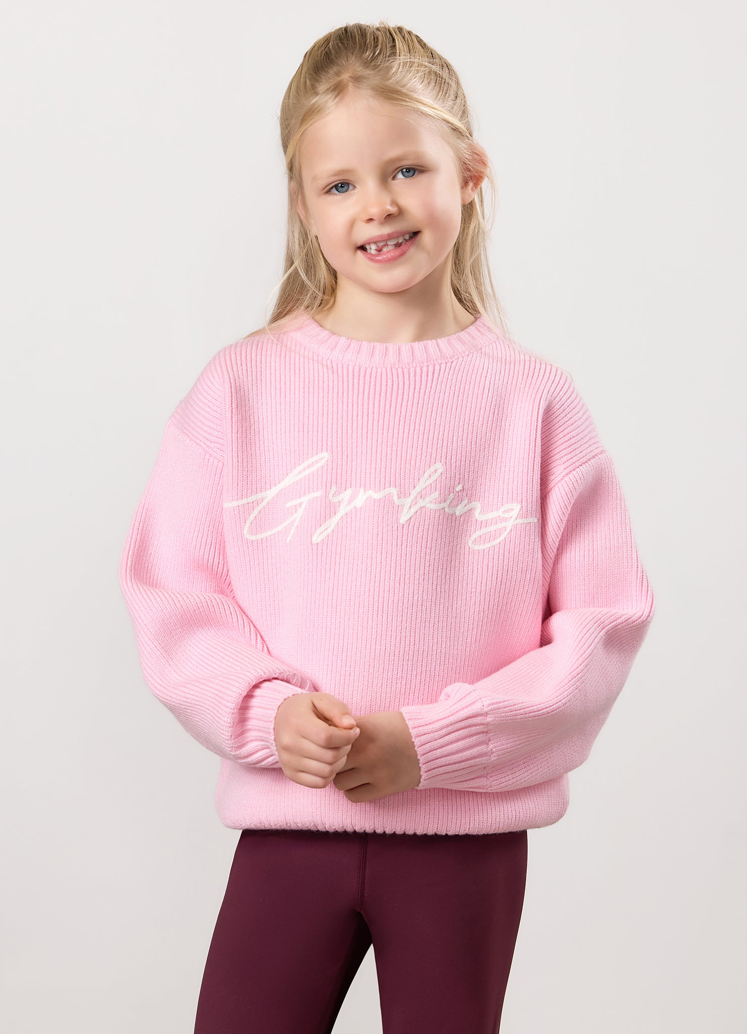 Gym King Kids Rib Knit Sweatshirt - Candy Pink