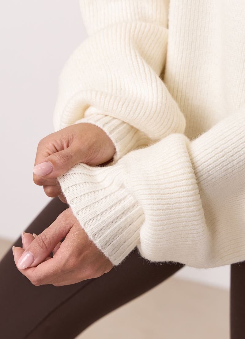 Gym King Rib Knit Sweatshirt - Cream