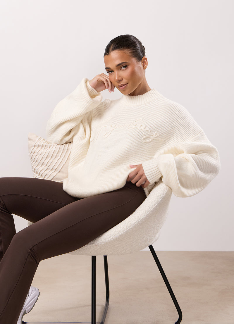 Gym King Rib Knit Sweatshirt - Cream