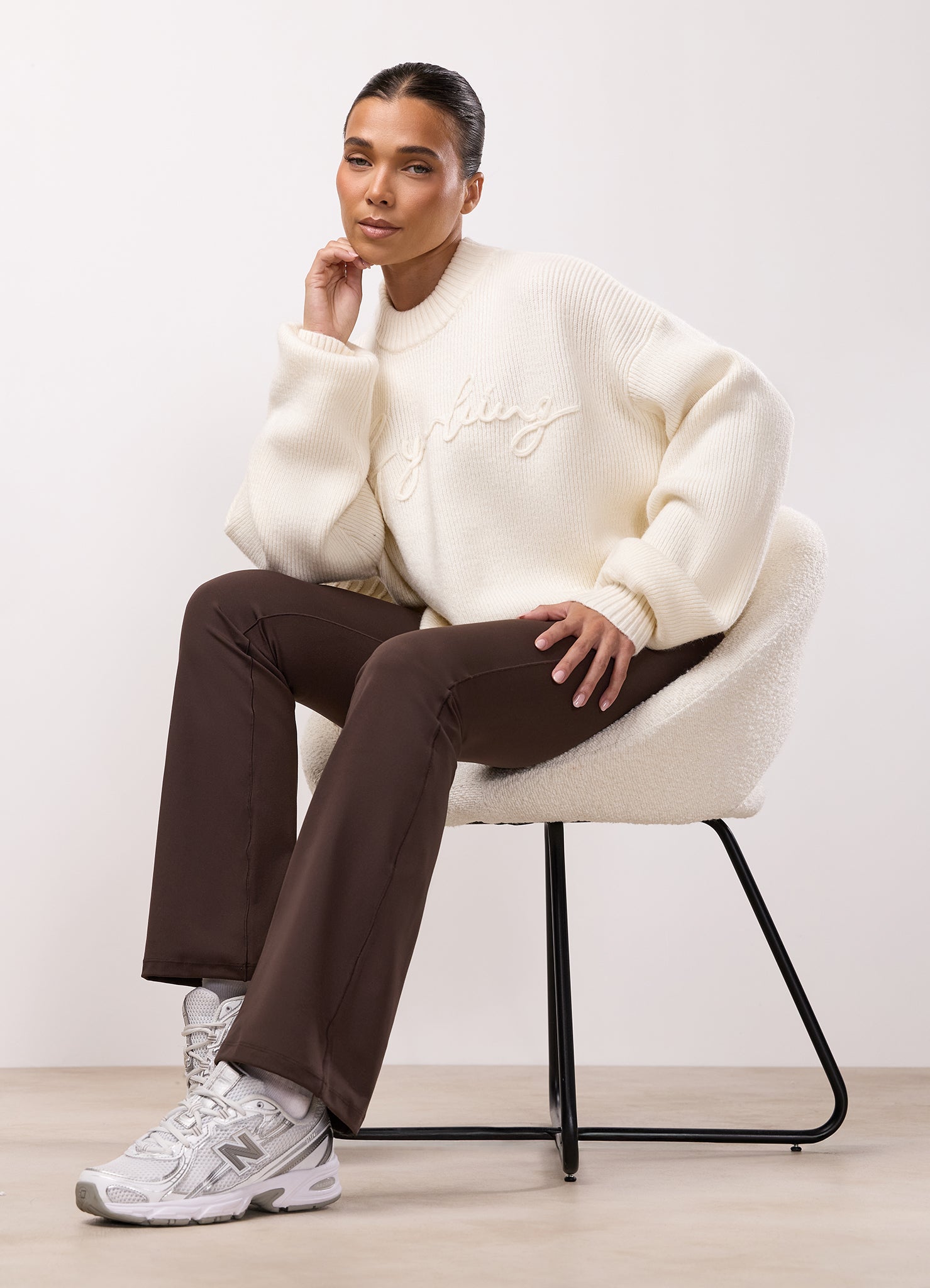 Gym King Rib Knit Sweatshirt - Cream