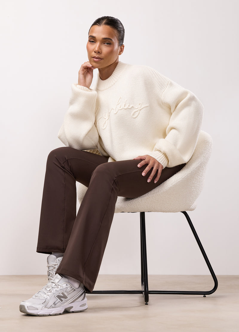 Gym King Rib Knit Sweatshirt - Cream