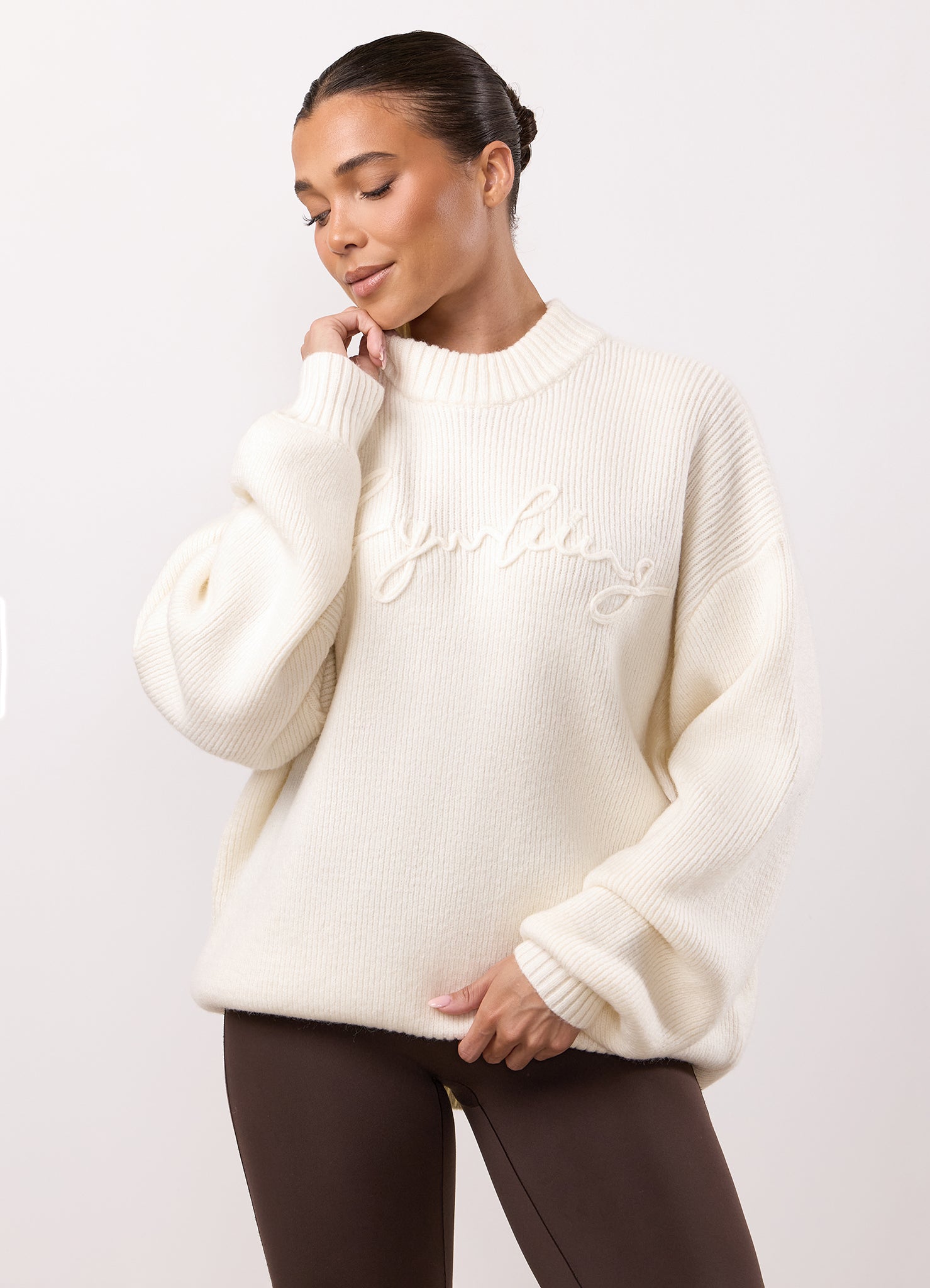 Gym King Rib Knit Sweatshirt - Cream