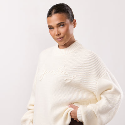 Gym King Rib Knit Sweatshirt - Cream