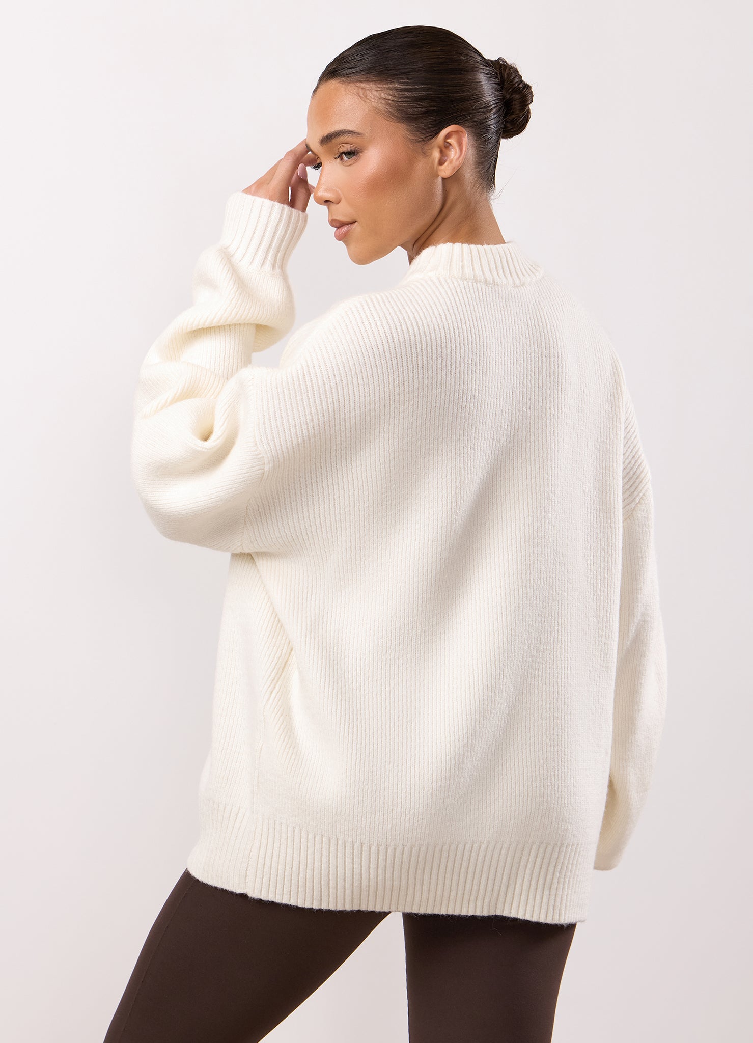 Gym King Rib Knit Sweatshirt - Cream
