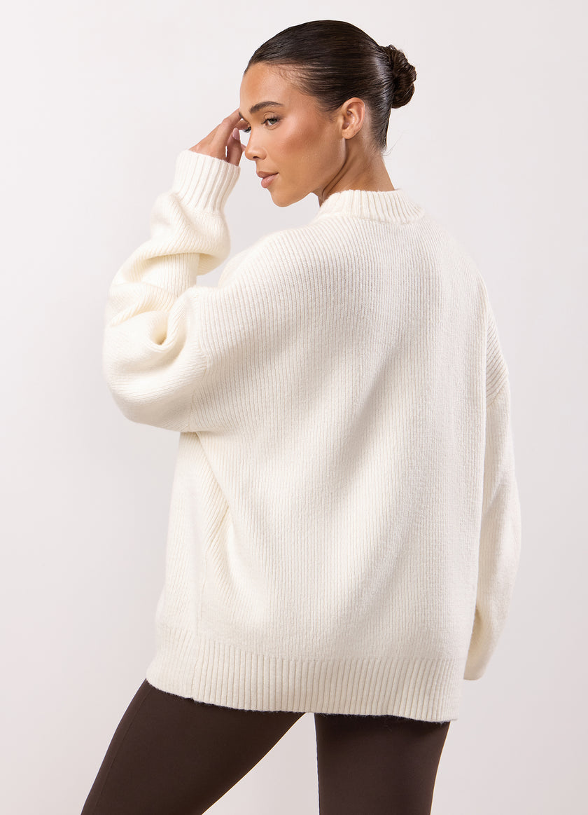 Gym King Rib Knit Sweatshirt - Cream