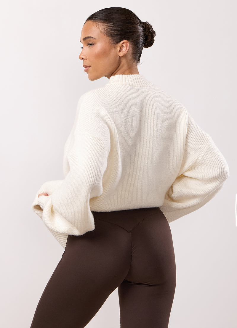 Gym King Rib Knit Sweatshirt - Cream