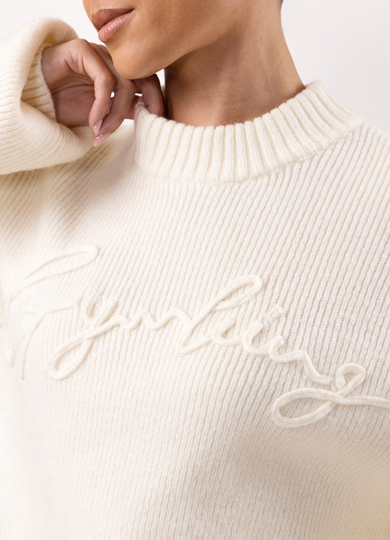 Gym King Rib Knit Sweatshirt - Cream